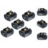 Makita Akku Set 5x BL 1830 B 18 V 3,0 Ah / 3000 mAh Li-Ion ( 5x 197599-5 ) mit LED Anzeige - original, kein Nachbau