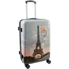 Bowatex Reisekoffer Paris Hartschalentrolley Eifelturm Mittelgroß Rollen Trolley