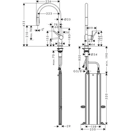 Hansgrohe Talis M54 Einhebel-Küchenmischer 210 Brushed Black Chrome