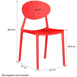 Homestyle4u Gartenstuhl 41 x 51 x 80 cm rot 4 St.
