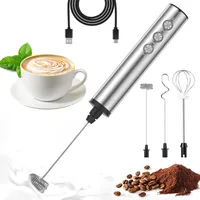 MOSUO Elektrischer Milchaufschäumer, USB Aufladbar Milchaufschäumer Stab mit Doppel-Schneebesen, 3-Gang Handheld Milchaufschäumer, Mini Elektrisch Mixer Aus Edelstahl Für Kaffee/Latte/Cappuccino