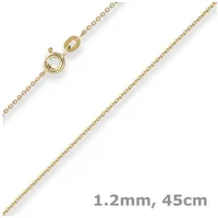 Schmuck Krone Goldkette 1,2mm Ankerkette flach aus 585 Gelbgold 45cm, Gold 585 goldfarben