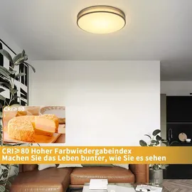 GBLY ZMH Deckenleuchte Schlafzimmer - Rund Stoff Schlafzimmerlampe 12W Warmweiß 3000K Wohnzimmerlampe mit Stoffschirm für Küche Flur