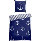 SCHIESSER Marina Gestreift Dunkelblau 155 x 220 cm + 80 x 80 cm