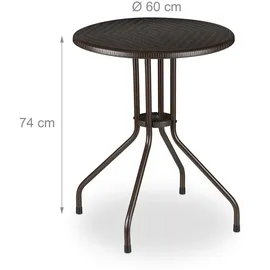 Relaxdays Gartentisch Ø 60 x 74 cm braun