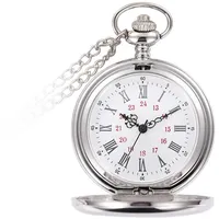rorios Taschenuhren Analog Quarz Taschenuhr mit Halskette Kette Quarzuhr Glattes Edelstahl Antike Quarz Taschenuhr für Herren
