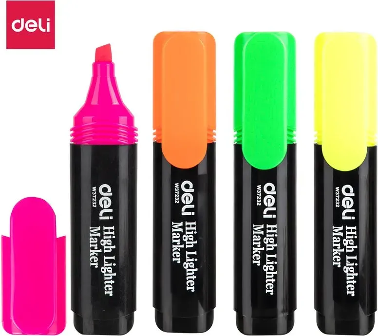 Deli Textmarker, Büro- und Schulbedarf, 4er-Set, gemischte Farben