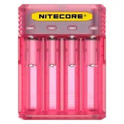 NiteCore Q4 Ladegerät für Lithium Ionen Akkus z.B. 18650, 26500, 26650, 26700 mit zahlreichen Features und Funktionen : pink