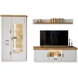 MID.YOU Wohnwand, Eiche, Pinien, Metall, 10 Fächer, 3 Schubladen, 297x205x50 cm, Made in EU, Wohnzimmer, Wohnwände, Wohnwand-Sets