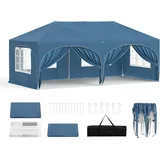 Woltu Faltpavillon 3 x 6 m inkl. 2 Seitenteile Blau