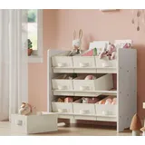 Songmics Kinderregal mit 9 Aufbewahrungsboxen aus Vliesstoff wolkenweiß