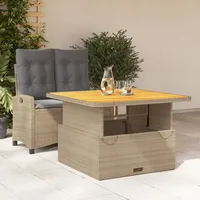 VidaXL 2-tlg. Garten-Essgruppe mit Kissen Beige Poly Rattan