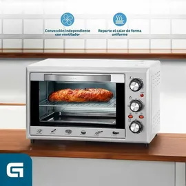 Grunkel HR-28SILVER, Manuelle Reinigung 28L 49cm Umluft Grill Silber