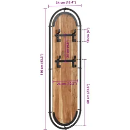 vidaXL Garderobenständer 4 Haken Massivholz Akazie braun
