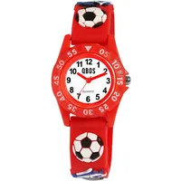 Kinder Armbanduhr Jungen Fussball Uhr Boy Analog Watch Silikonarmband Rot QBOS