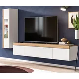 inn.furn Wohnwand 2-teilig in Weiß und Eiche 225 cm Siena