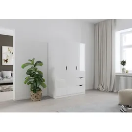 Rauch Freiham 136 x 197 x 54 cm weiß Hochglanz mit Schubkästen