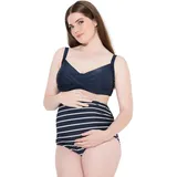 Ulla Popken Damen große Größen Übergrößen Plus Size Badeslip, Ringel, breiter Stretch-Einsatz Marine 54+ 839830130-54+ - 54-56