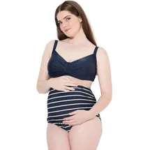 Ulla Popken Damen große Größen Übergrößen Plus Size Badeslip, Ringel, breiter Stretch-Einsatz Marine 54+ 839830130-54+ - 54-56