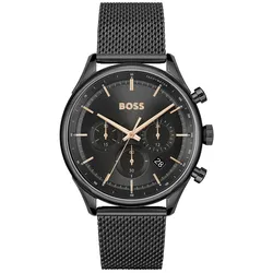 Chronograph BOSS "GREGOR", schwarz, Armbanduhren, Herren, Quarzuhr, Herrenuhr, Armbanduhr, Stoppfunktion, Edelstahlarmband