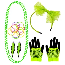 80er Jahre Zubehör Set Neon Grün - OS