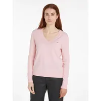 Tommy Hilfiger Damen Pullover Jersey V-Neck Strickpullover, Rosa (Delicate Pink), L