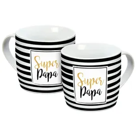 Geda Labels Tasse Super Papa Streifen 0,3 l Schwarz