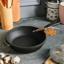 MAYSTERNYA Bratpfanne aus Gusseisen – ø 16 x 4 cm – Gusseisenpfanne für alle Wärmequellen – Metallgriff – Schwarz