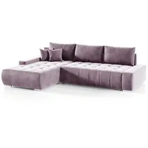 Fun Möbel Ecksofa Sofa mit Schlaffunktion VOGAR Stoff Monolith Lila Ottomane Links - Violett