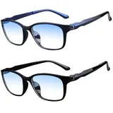 Eyglajdd Blaulichtfilter Lesebrille für Herren Damen Matt Finish,TR90 leicht Lesehilfe Brille mit Federscharnieren 2er-Pack Schwarz Blau +1,0 - 51-17-135