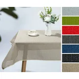 Beautex Tischdecke Tokio Weichschaum Tischdecke mit Paspelband, Garten, Balkon, Terrasse (1-tlg) beige Oval | 160 cm x 220 cm