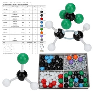 Dioche 179 Stücke Atom Link Modell Chemie Electron Orbit Structure Set, Molekülbaukasten Chemie für anorganische und organische Strukturen für Lehrer Studenten Chemieunterricht