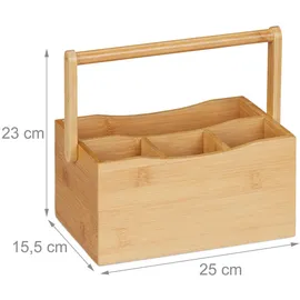Relaxdays Besteckhalter 25 x 23 x 15,5 cm Holz/Bambus braun