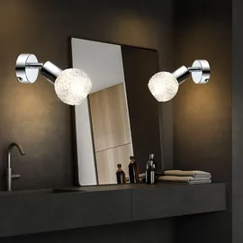 GLOBO Wandlampe Wandleuchte Spotlampe Spotleuchte Wandspot Flurlampe, Spot beweglich, Chrom Glas weiß, 1x E14 Fassung, HxBxA 15,5x8x17cm, 3er Set