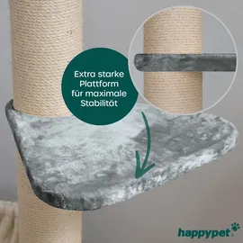 Happy Pet HAPPYPET Universal XL Liegeplatz für Kratzbaum 55 cm - Stabile Liegefläche, 600g Plüsch Zubehör Ersatz für Katzenkratzbäume, bis 15 kg, Grau