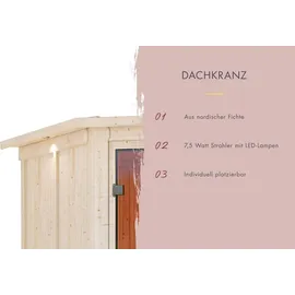 Karibu Alcinda 2 inkl. 9 kW Bio-Kombiofen + ext. Steuerung + Dachkranz
