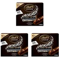 Lindt Schokolade | LINDOR Sticks 60% Cacao | 100g | 4 Schokoladen-Sticks aus 60% Kakao Bitterschokolade mit zartschmelzenden Füllung | Schokoladen-Stick (Packung mit 3)