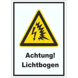 Achtung Lichtbogen Aufkleber A8 (52x74mm)