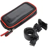 FOYTOKI Fahrrad Handyhalterung für Smartphone Nylon Fronttasche mit Powerbank Halterung Schwarz für Lenkerbefestigung Beim Radfahren