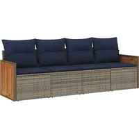 vidaXL Gartensofa-Set mit Kissen, grau, Polyrattan
