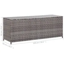 vidaXL Garten-Auflagenbox Grau 150x50x60 cm Poly Rattan