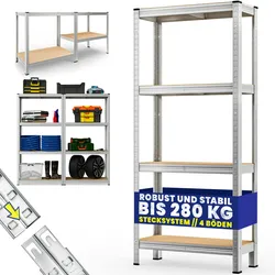 Monzana Schwerlastregal 170x75x30cm 280kg 4 MDF-Platten