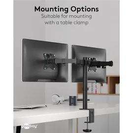 goobay Doppel-Monitorhalterung Flex schwarz