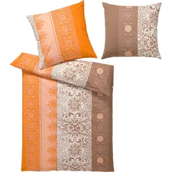 Bettwäsche HEINE HOME WITT-PBK-Bettwäsche-temporär Gr. B/L: 155 cm x 220 cm, 2 tlg., Renforcé, B/L: 80 cm x 80 cm, orange (terracotta, braun)