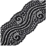 maDDma Stoff 1m extravagante elastische Spitze, 65mm breit, schwarz schwarz