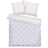 Tom Tailor Renforcé-Bettwäsche, 2 * 80x80 + 200x220 cm, 100% Baumwolle/Renforcé, mit Wendemotiv und farbigem Reißverschluss, Fresh Flowers Lila, Weiß (Soft Lilac & Off White)
