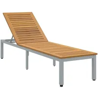 VidaXL Sonnenliege Grau 200x55x35 cm Massivholz Akazie