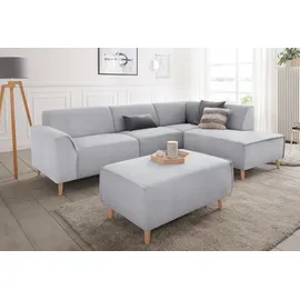 Home Affaire Ecksofa HOME AFFAIRE "Janek Scandic Design, elegant und zeitlos, L-Form", grau (hellgrau), B:263cm H:81cm T:191cm, Struktur fein ( 100% Polyester);Struktur weich (92% Polyester, 8% Nylon);Struktur fein ( 100% Polyester), Sofas, Ecksofa, mit Federkern und