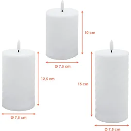 Spetebo LED Kerze 3er Set 15 cm 12 cm 10 cm weiß