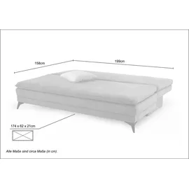 luma-home schönes für dein zuhause Dauer-Schlafsofa 202 cm, Couch mit Topper Bettkasten Wellenunterfederung in Braun / 15158